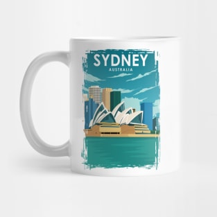 Sydney Australia Vintage Minimal Oprah House Travel Poster Mug